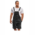 Men's cotton denim suspender shorts straight-leg mid-waist dark blue
