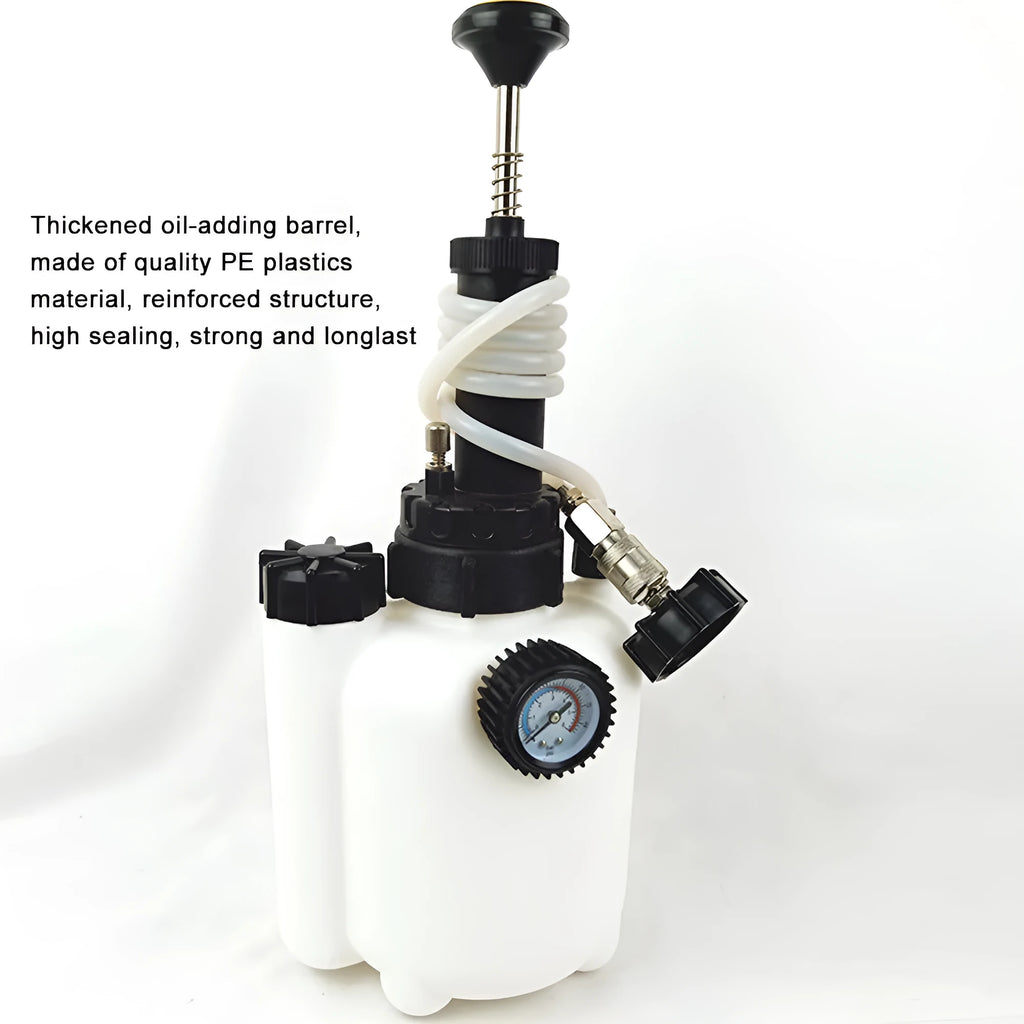 White 3 litre brake oil tank replacement tool for automotive brake fluid changes