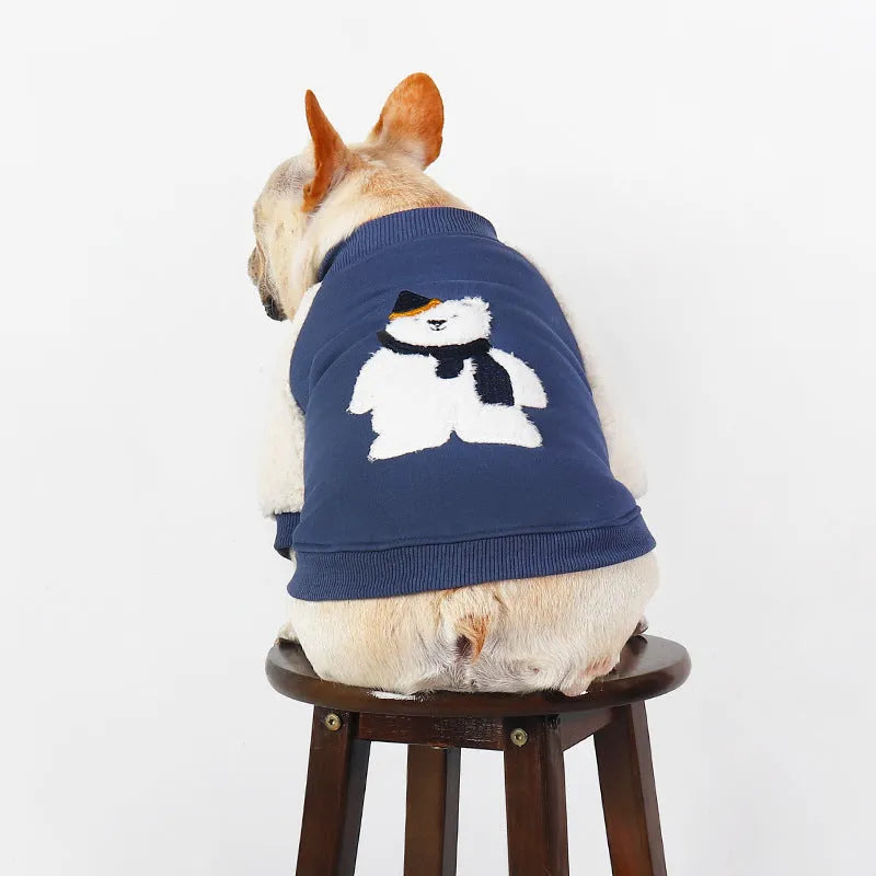 Dark blue fleece-lined thick winter pet coat for dogs, sizes L to 4XL
