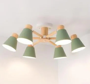 Nordic ironwood macaron ceiling lamp cluster in chosen colour and head count