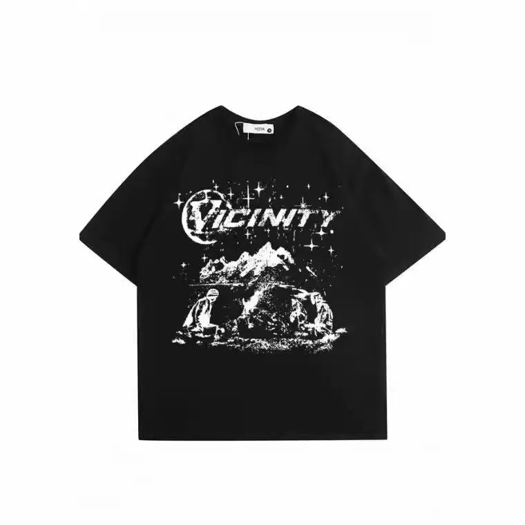 Men's retro hip hop print T-shirt in polyester fibre, colour TKL472, front view