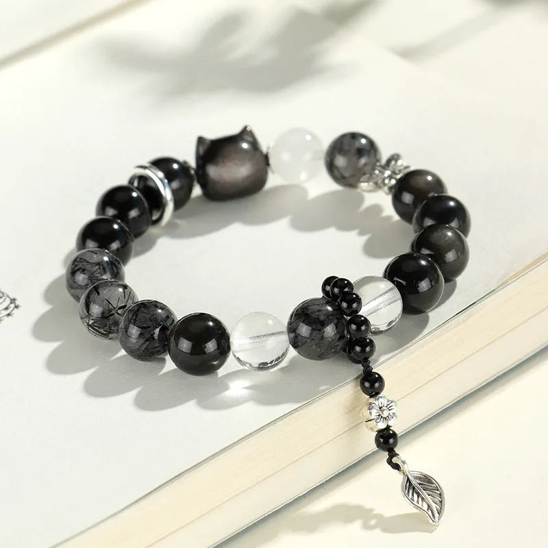 Silver Stone crystal beaded bracelet for women with electroplated diamond-shaped beads in white pink navy blue and black hair crystal