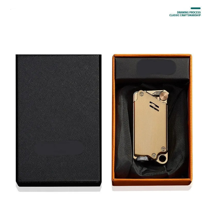 Electroplated laser sculpted windproof lighter metal butane refillable black drawing pattern