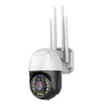 Outdoor dome surveillance camera with 360-degree rotation on a wall mount showing infrared LEDs for night vision