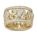 Alloy elephant ring with full diamond design in silver or gold electroplating
