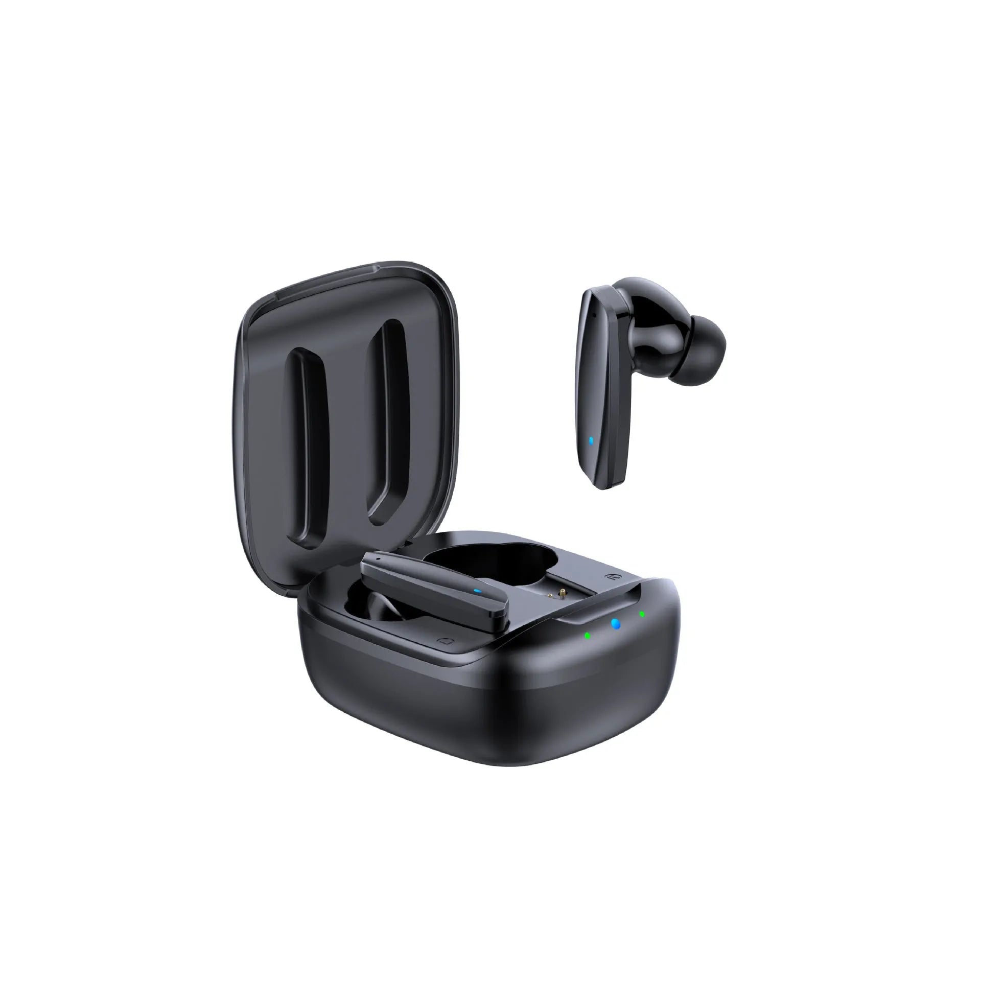 TWS Bluetooth 5.0 in-ear headphones with charging case, Black colour, side view