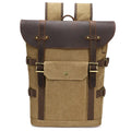 Canvas backpack with USB charging, contrast colour design, curved shoulder strap, available in four colours