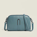 Genuine leather ladies shoulder bag in urban simplicity style, horizontal square shape, compact 19x13x6cm size.
