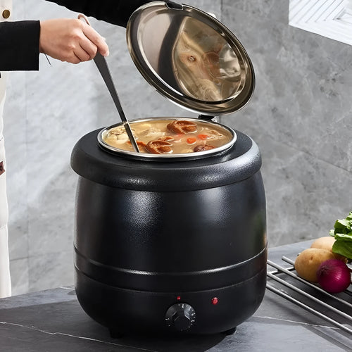 Black 10L stainless steel insulation pot with electric heating and large steel cover