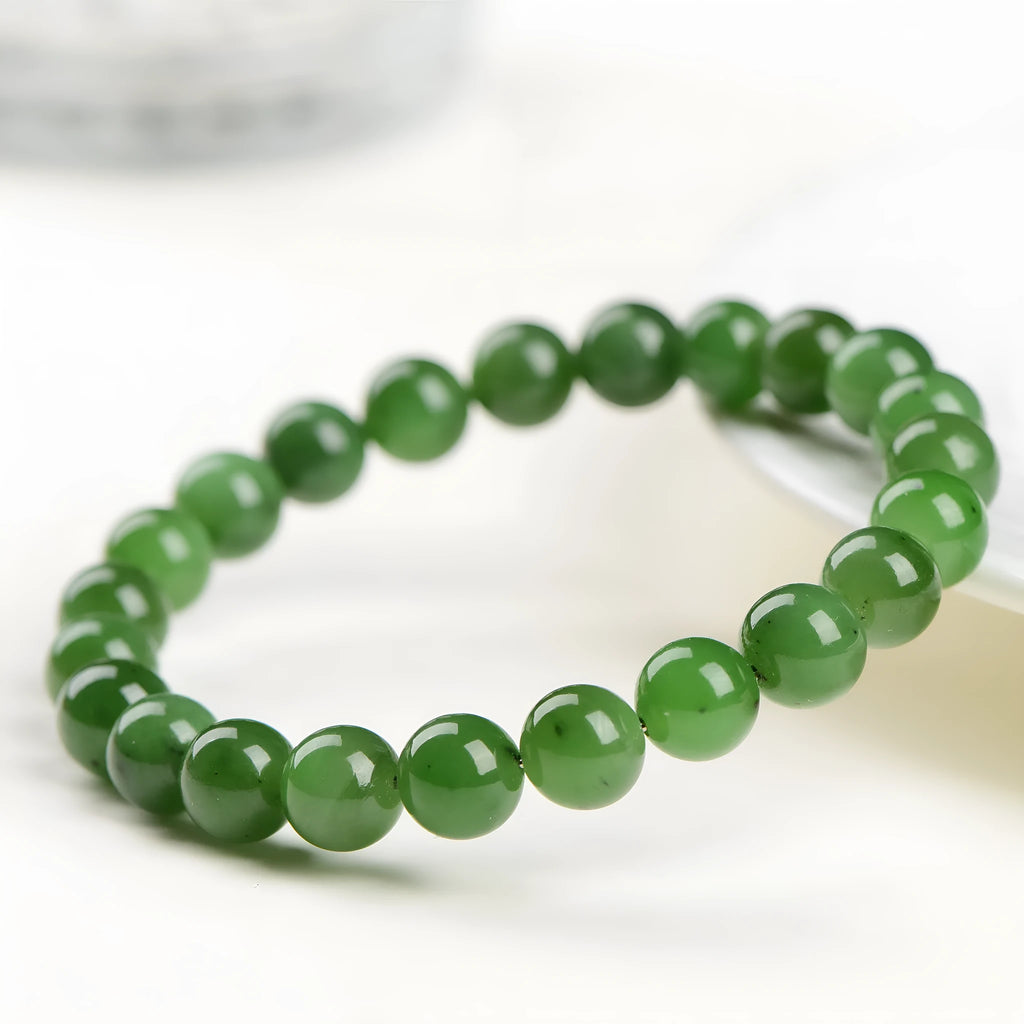 Natural jasper gemstone bracelet with polished beads in multiple size options