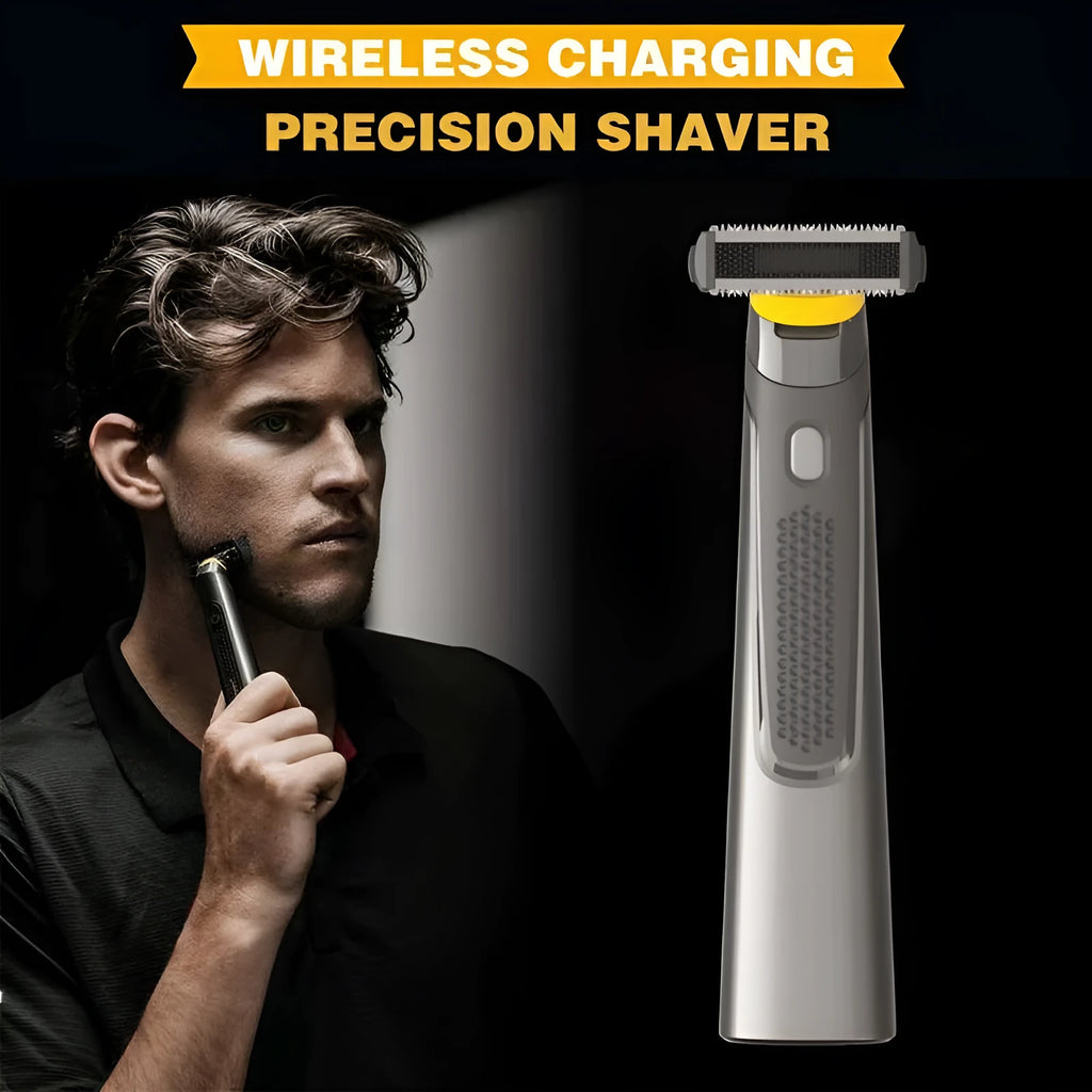 Wireless rechargeable precision shaver with LED light and ergonomic handle