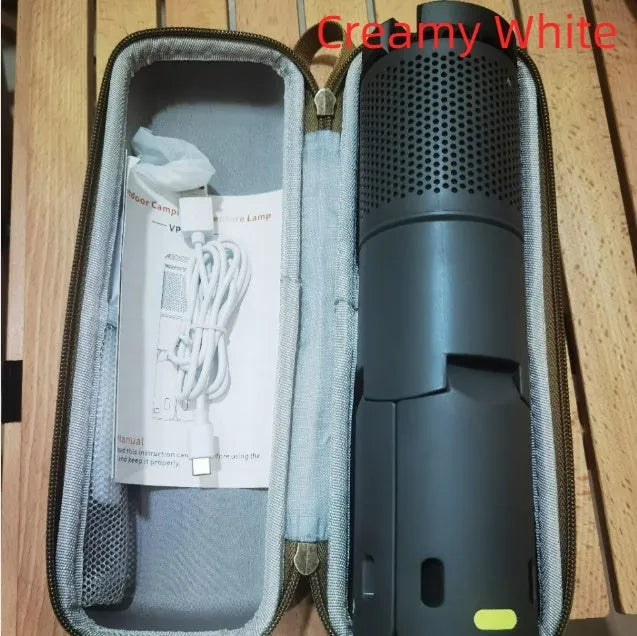 Portable camping LED lantern in creamy white colour with button switch