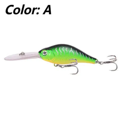 10.5cm deep diving Mino fishing lure with long tongue board, showing colour options.