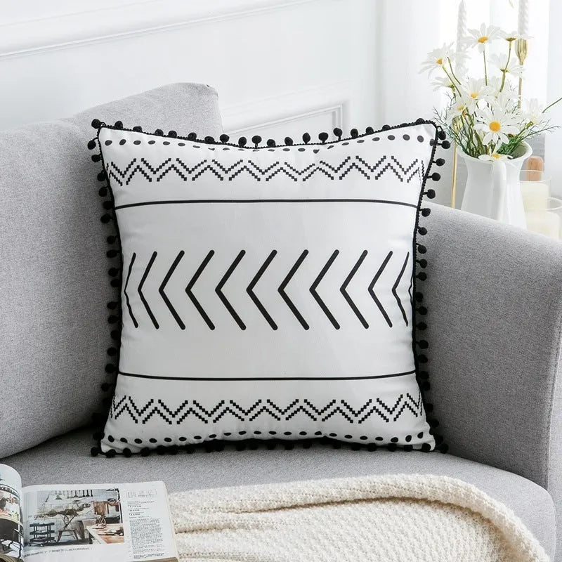 Bohemian national throw pillow pillowcase in light gray, 30x50cm, polyester fibre, for living room decor