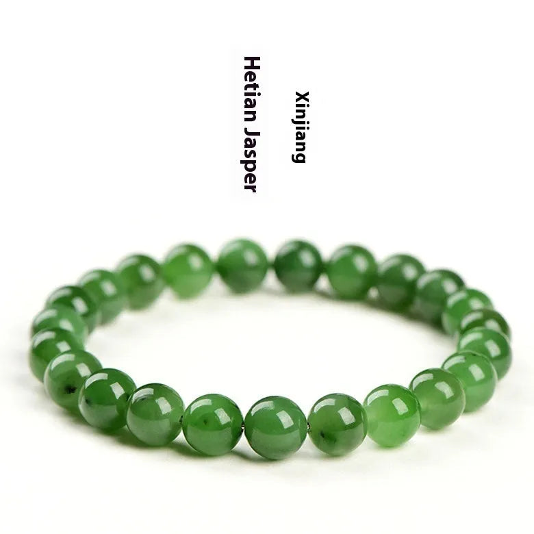 Natural jasper gemstone bracelet with polished beads in multiple size options