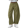 Women's loose cotton cropped sweatpants with drawstring waist and side pockets in multiple colours