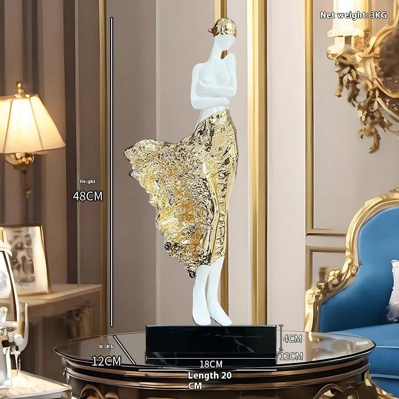 48cm tall sculptured character ornament in rose gold or silver finish with modern design