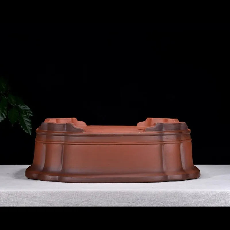 Antique Chinese purple clay flowerpot with crabapple sand glaze, 71cm long