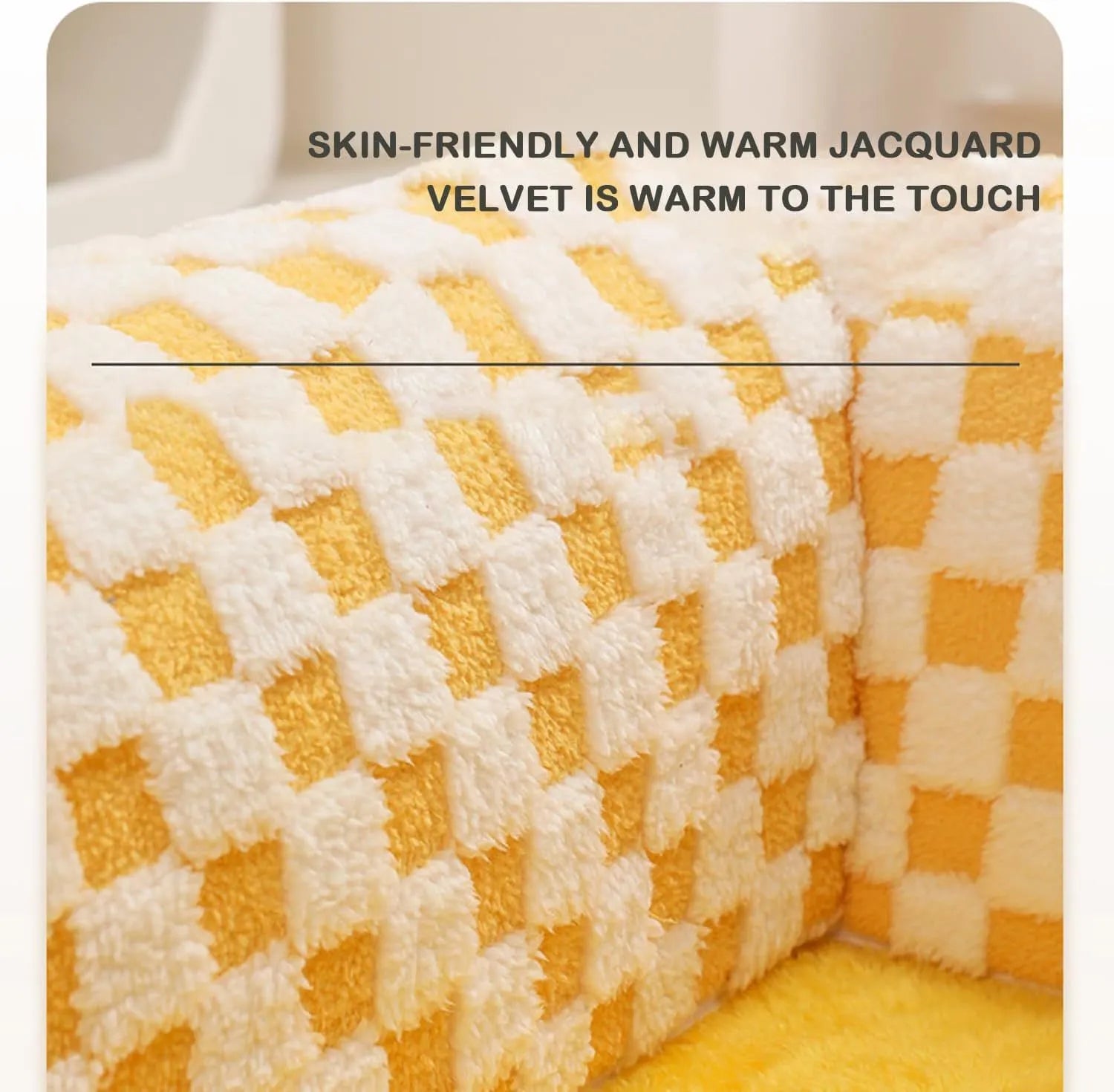 XL 80cm plush dog cat bed with tunnel and fan-shaped sleeping area in coffee plaid
