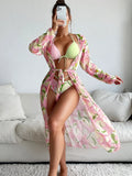 Women's printed quick-drying bikini swimwear in European and American sizing