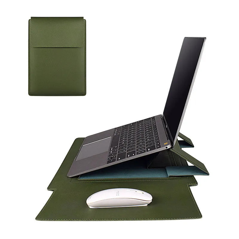 Imitation leather clamshell notebook sleeve for 13.3 or 15.6 inch laptop, black colour