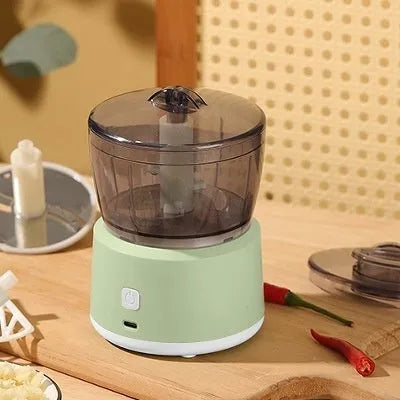 Mini meat grinder with 225ml transparent cup, stainless steel blade, anti-slip base, USB rechargeable, second generation white
