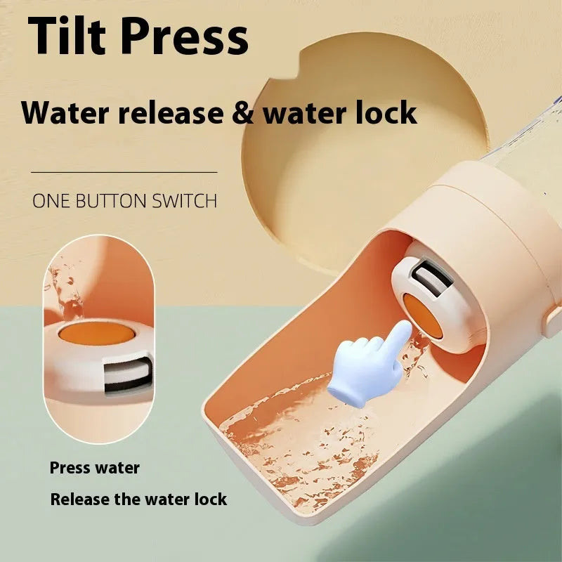 2 In 1 Travel Dog Water Bottle 690ml PP PET pet water dispenser feeder with lanyard for outdoor walks