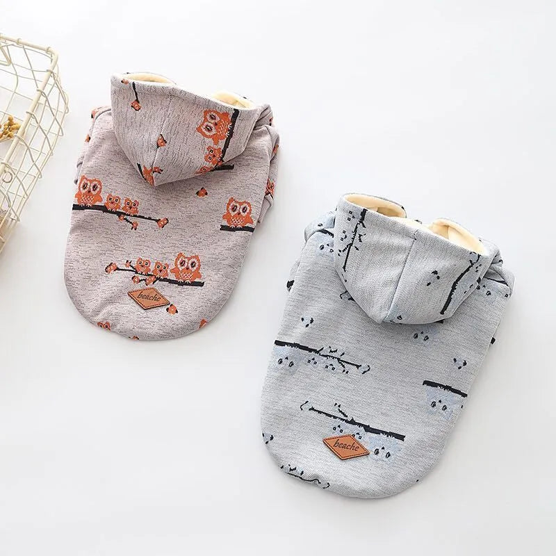 Blue dog pattern zipper sweater coat for pets, cotton material