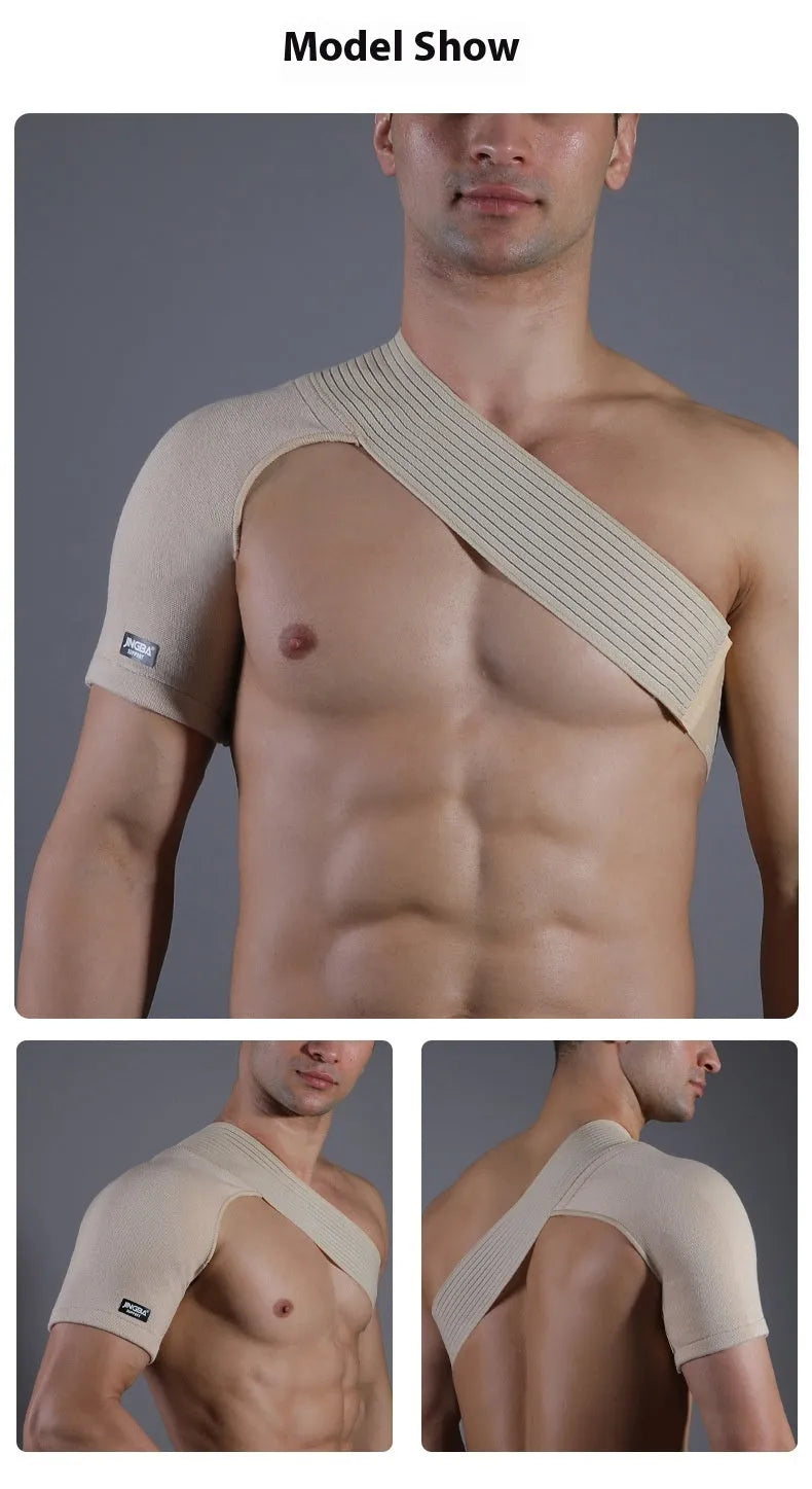 One shoulder pressure support strap in skin colour, adjustable, for weightlifting basketball running and outdoor sports