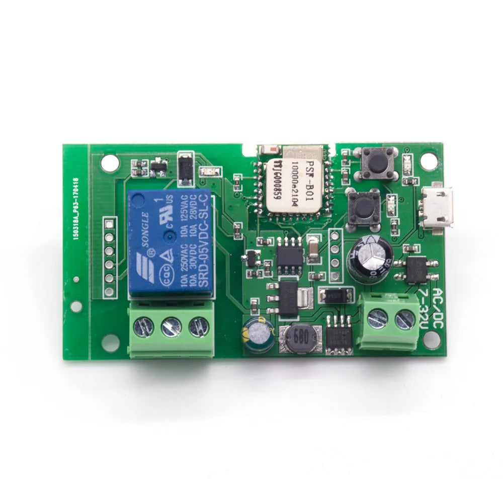 Self-locking interlock 1 way relay module with 2.4G WiFi, USB interface, 7-32V input, PCB onboard antenna
