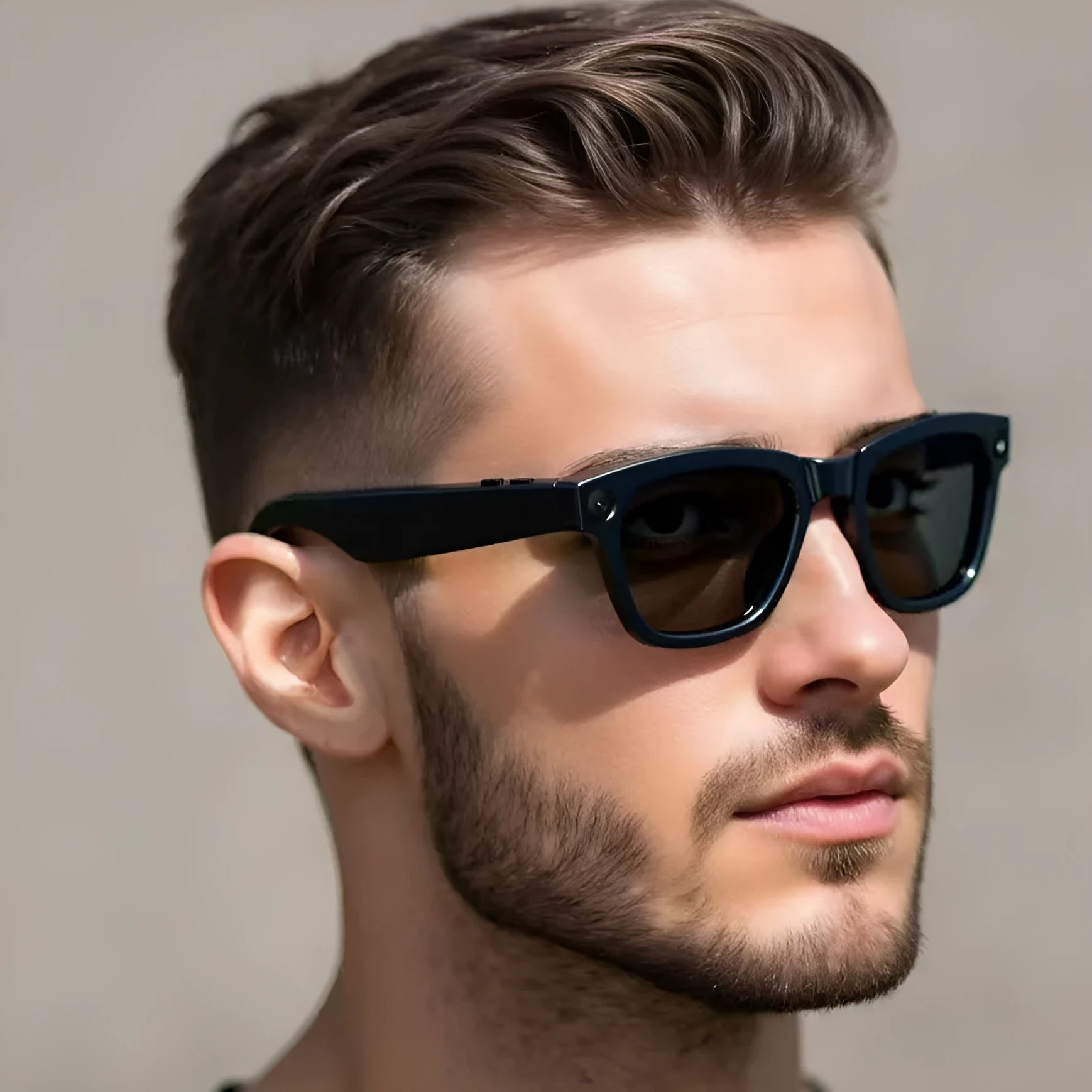 M01 AI translation video glasses with HD camera in head-mounted design for real-time language translation