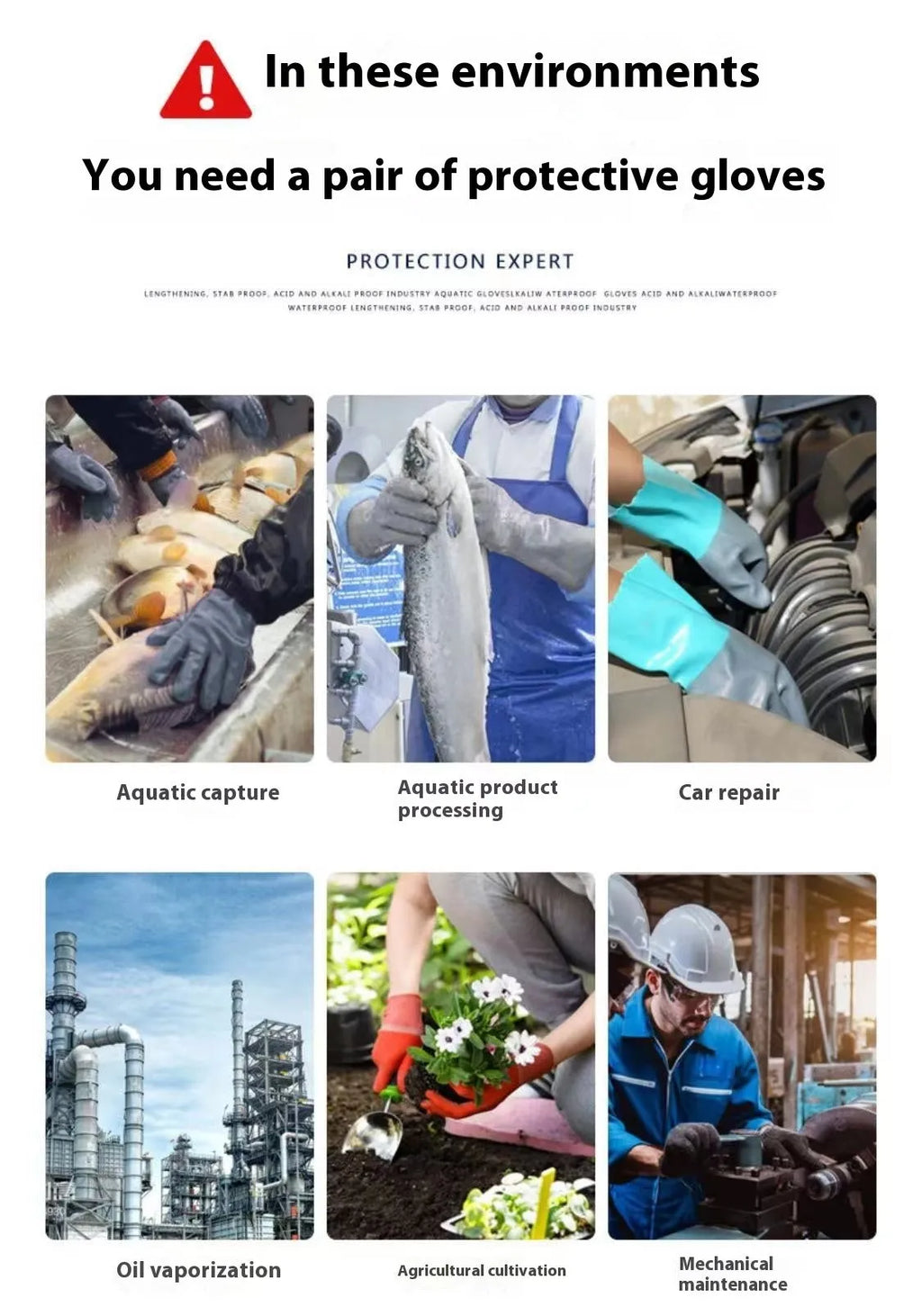 Wanghai women's waterproof lengthened nitrile gloves, navy blue, free size, 27cm length