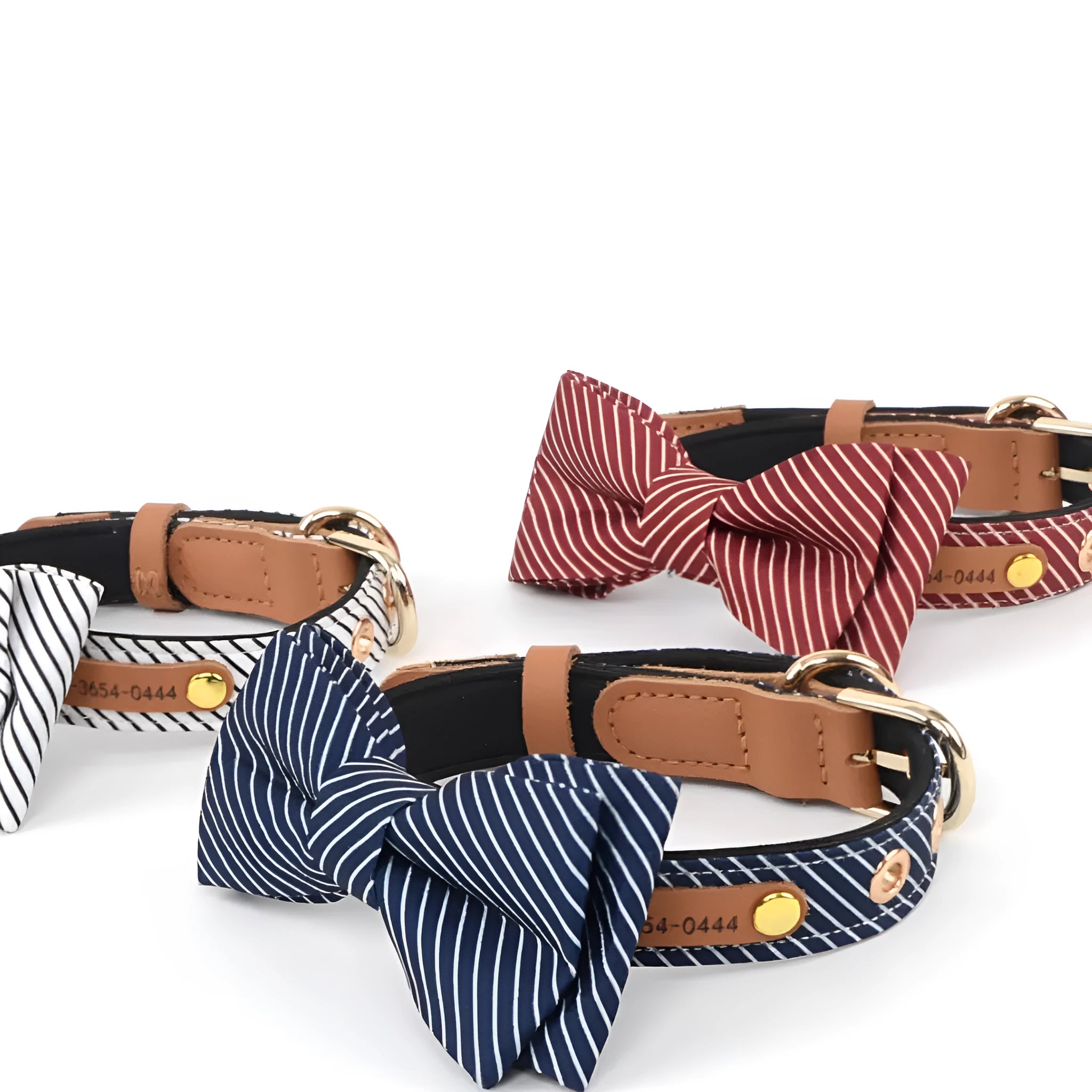 Simple cotton dog collar with detachable bow in white, wine red, and dark blue, 2cm rope width, sizes S M L