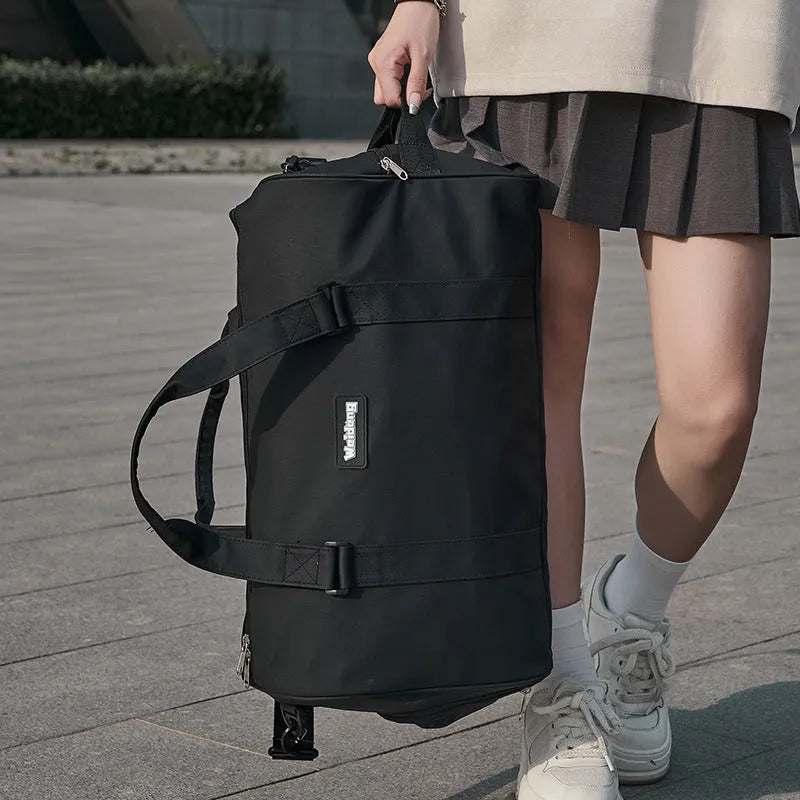 Portable female large capacity swimming bag in gray Oxford cloth with black trim
