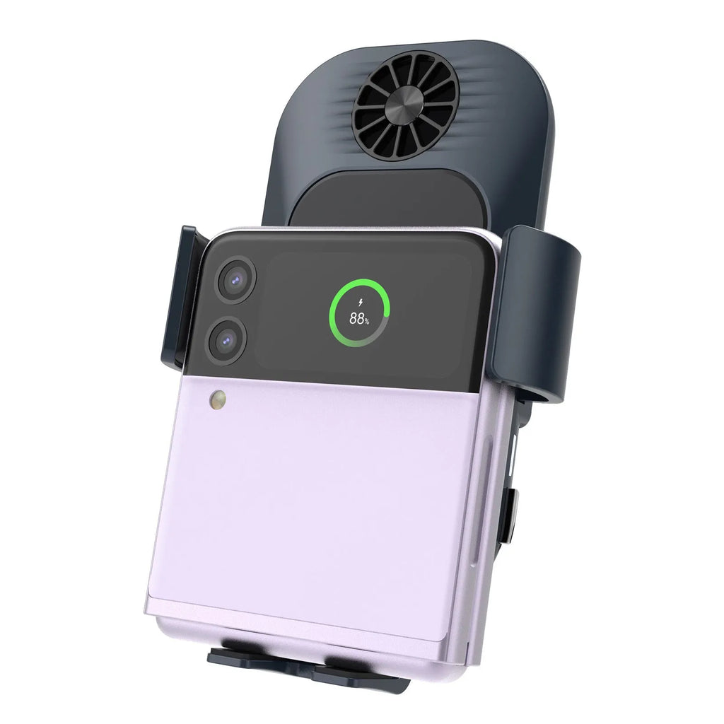 Car wireless charger phone holder with matte oil face shell, dual coils, and suction cup air outlet mount in colour C35