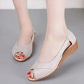 Casual peep toe women's sandals with mid heel, ankle buckle, and fish mouth toe bracket in black