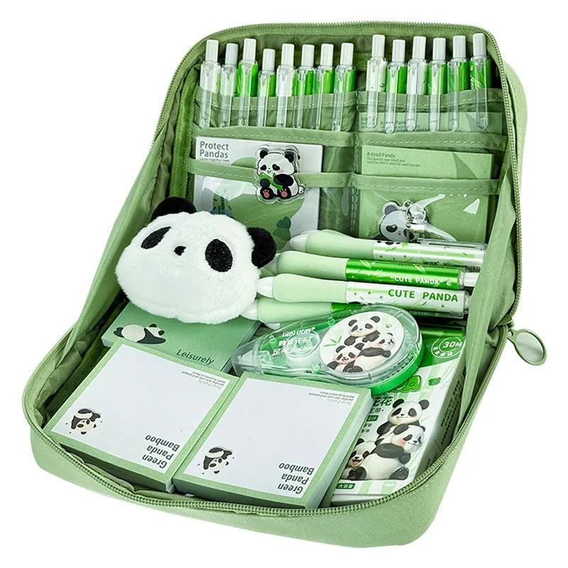 Green 12-layer canvas pencil case with layered storage compartments for pens and pencils, Korean style