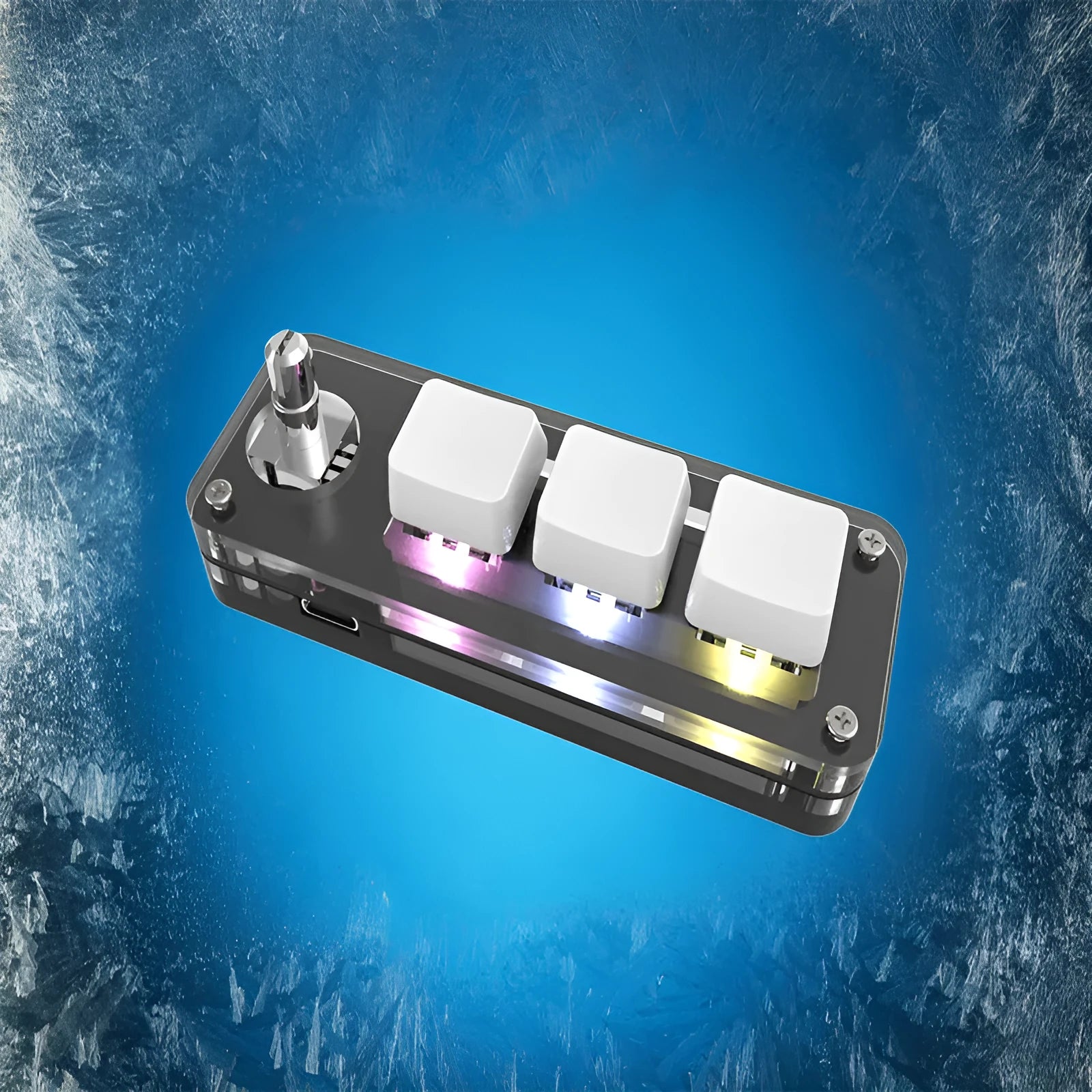 Black and white custom mini keyboard with RGB back lighting for copy paste shortcuts