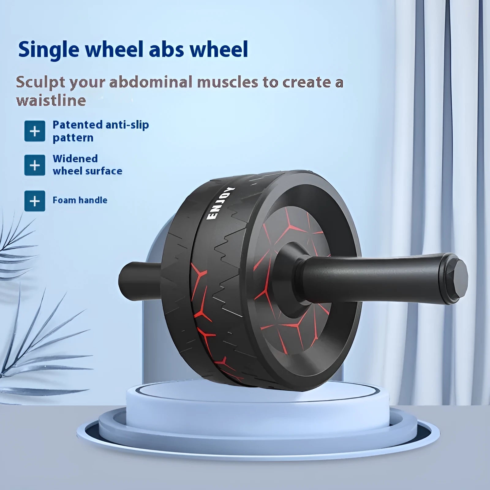 Abdominal wheel fitness equipment for core strengthening, available in flame red and flame blue colour options
