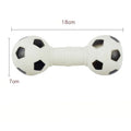 Football dumbbell shaped PVC dog chew toy with squeaker in brown, orange, white or yellow colours