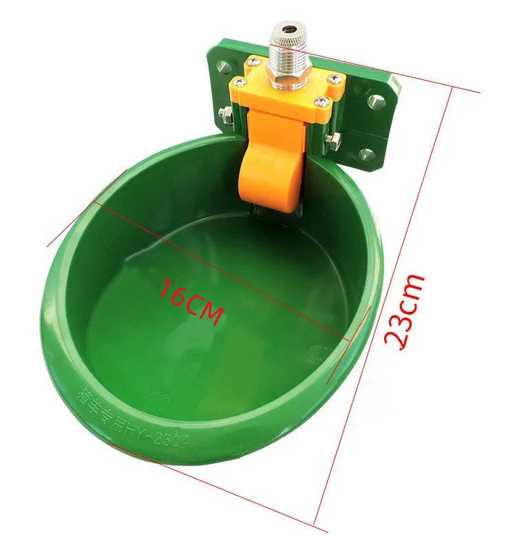 Green engineering plastic automatic drinking bowl for sheep and pigs with water nozzle