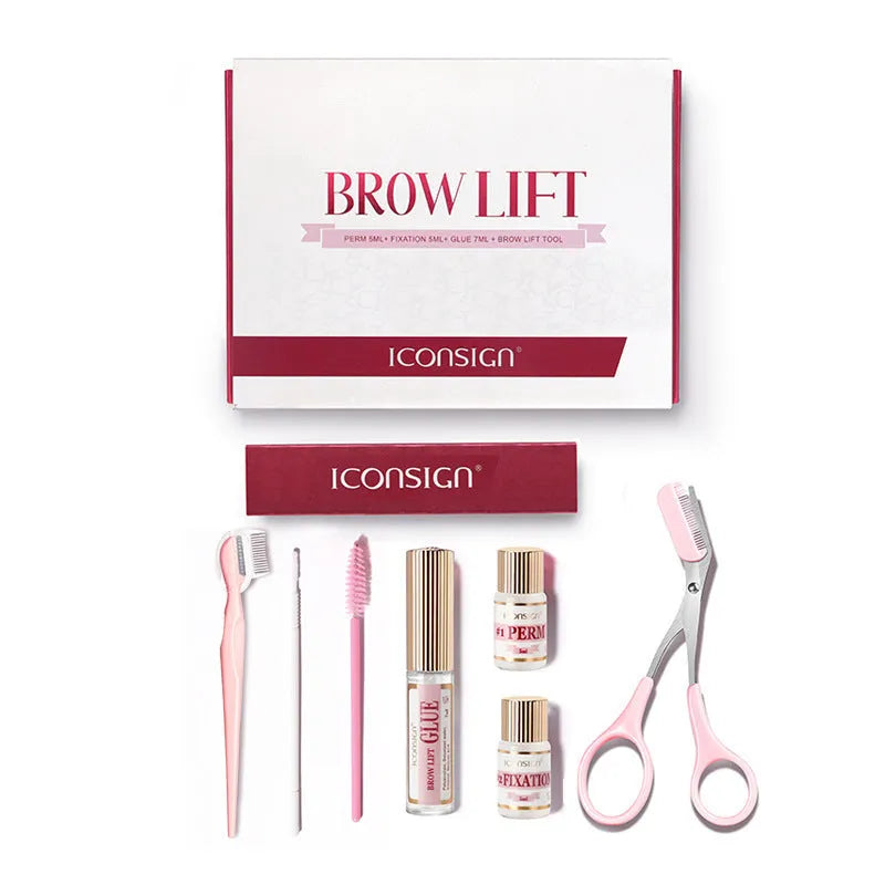 Pink eyebrow perm set with eyebrow scalding suit for home beauty treatment