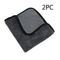 Grey 40x40cm square microfiber car wash and drying towel laid flat