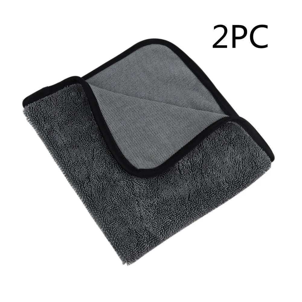 Grey 40x40cm square microfiber car wash and drying towel laid flat