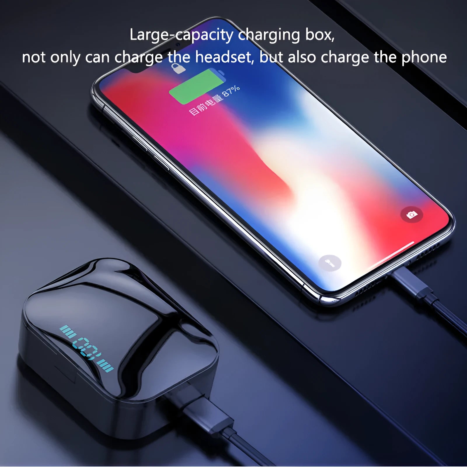 Wireless Bluetooth earphone earbuds with voice control in black and white colours