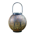 Solar outdoor courtyard hollow decorative iron portable lamp with warm white LED light