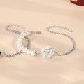 925 Sterling Silver Chinese Obsidian Pearl Couple Bracelet with snake design and safe buckle.