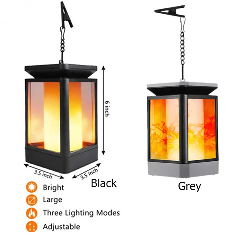Black antique flame style outdoor solar LED street lamp with solar panel on top.