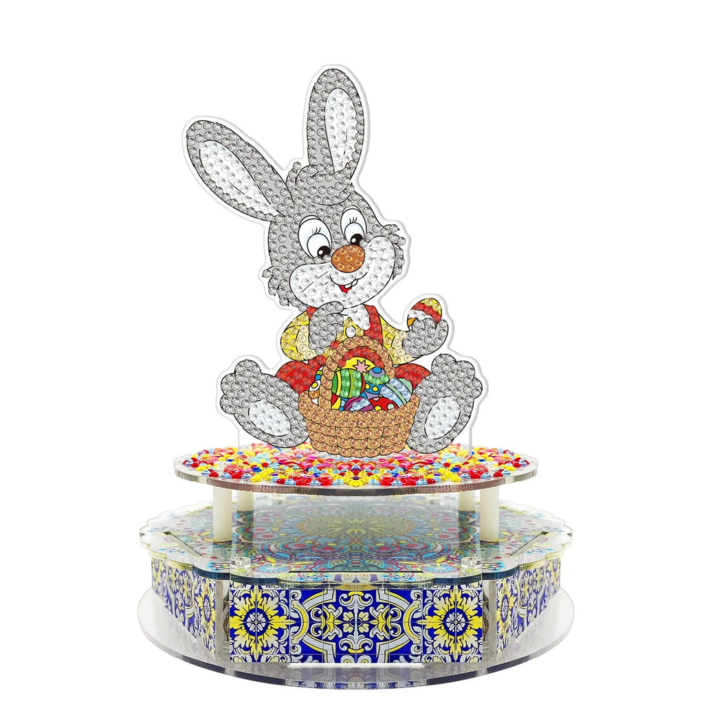 DIY diamond painting music box kit with PVC bottom plates, music movement, and light string
