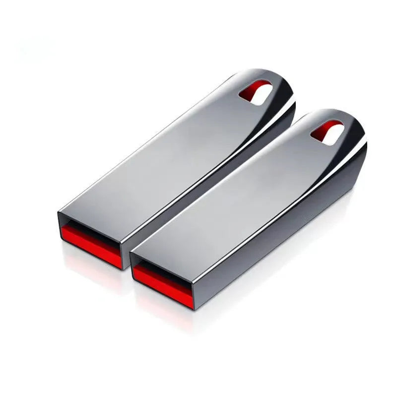Metal USB flash drive with large capacity storage options including 2TB, USB 2.0 interface